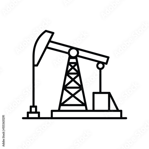 Simple black line drawing of an oil pump jack on a white background