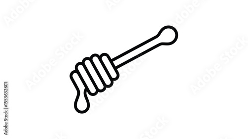 Simple black line drawing of a honey dipper with dripping honey