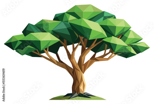 Low poly tree vector geometric style, polygonal simple tree icon illustration clipart.