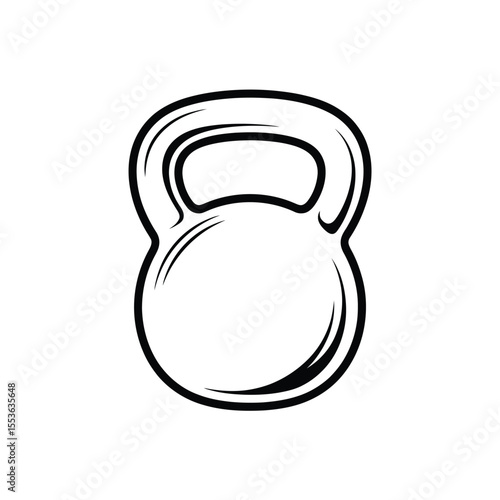 Simple black and white illustration of a kettlebell for fitness and exercise