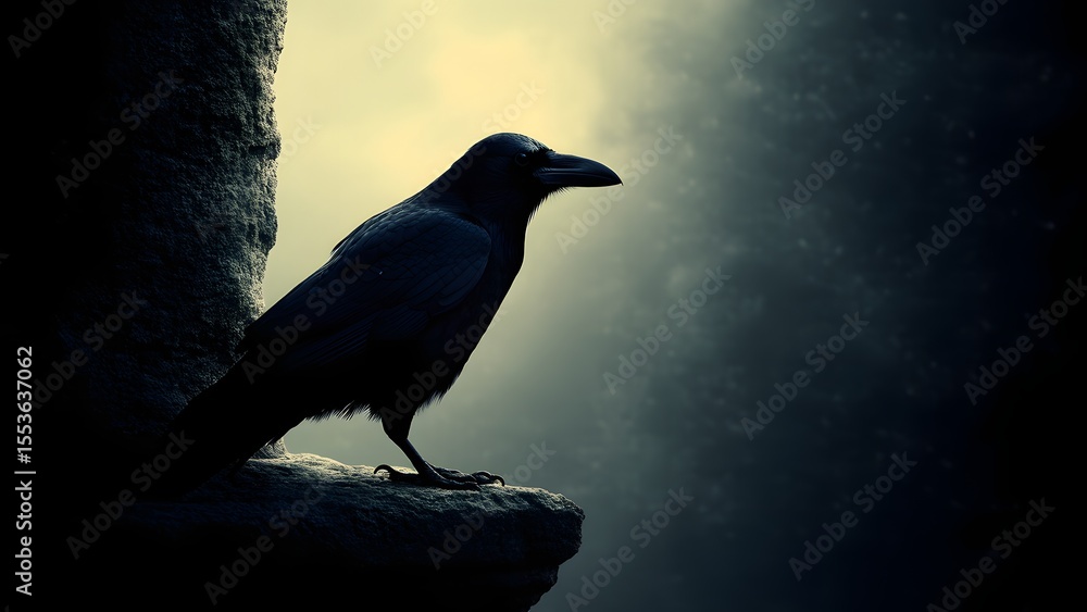 Fototapeta premium raven on the dark background