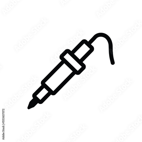 Simple outline icon of a soldering iron with a cord on a white background