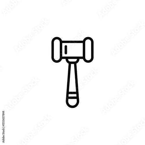 Simple outline icon of a judge s gavel on a white background