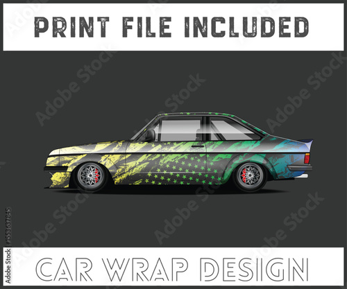 Colorful Car Wrap Design with Print File Included