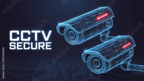 CCTV Secure Surveillance: A modern, secure representation of CCTV surveillance technology, featuring two digital camera systems with the word secure.
