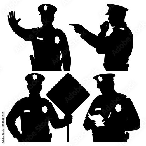 Silhouettes of police officers in action