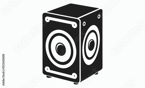 subwoofer icon, speaker system symbol, audio equipment vector, bass sound graphic, black white illustration