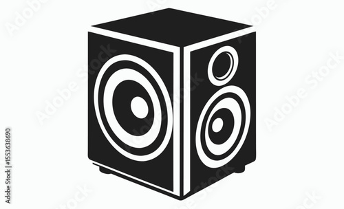 subwoofer icon, speaker system symbol, audio equipment vector, bass sound graphic, black white illustration
