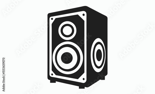 subwoofer icon, speaker system symbol, audio equipment vector, bass sound graphic, black white illustration