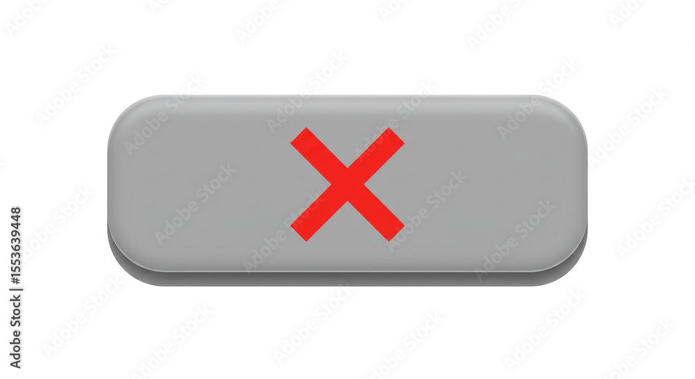 Obraz premium Grey Button with Red Cross Symbol.