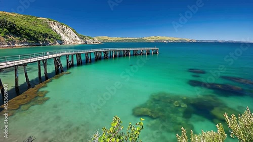 Wallpaper Mural Stunning seascape of the South Australia coast with a scenic jetty extending into clear turquoise waters, Seascape of South Australia coast Beautiful jetty pier and clear blue water Torontodigital.ca