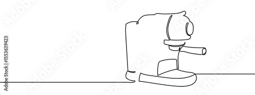 Continuous line, coffee maker, Americano Minimal hand drawn line vector cut out background editable stroke.