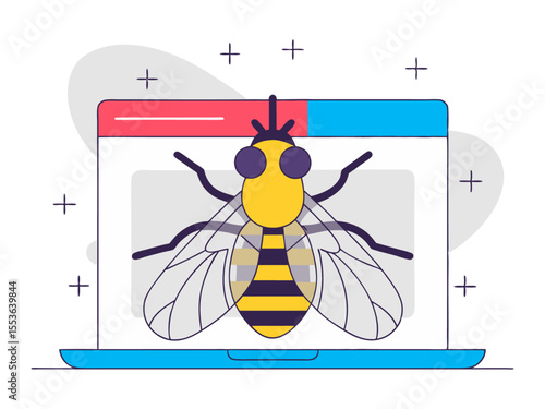 Cute Bumblebee Clipart Vector | Honeybee Mascot Character in Flat Cartoon Style | Insect Pollinator Icon for Nature Design, Spring Decor, Apiculture Concept, Eco-Themed Art