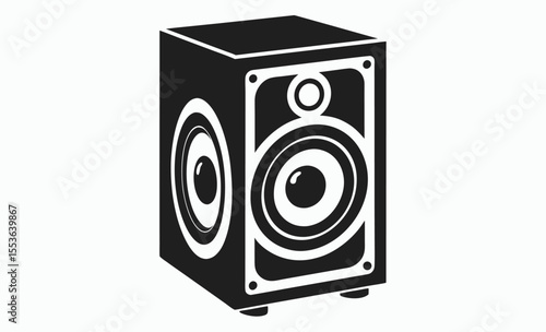 subwoofer icon, speaker system symbol, audio equipment vector, bass sound graphic, black white illustration