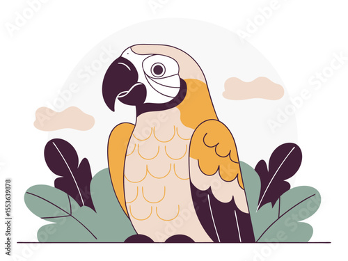 Exotic Plumage: A Vibrant Vector Illustration of a Parrot and Macaw, Tropical Bird Art with Colorful Feathers for Nature and Wildlife Designs