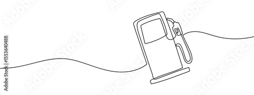 Continuous line, fuel symbol, gas station, refueling Minimal hand drawn line vector cut out background editable stroke.