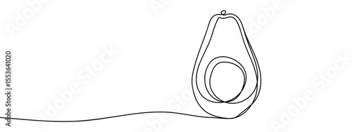 Continuous lines, avocado halves, health care Minimal hand drawn line vector cut out background editable stroke.
