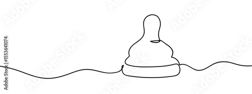 Continuous line, baby bottle nipple, childcare Minimal hand drawn line vector cut out background editable stroke.