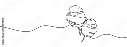 Continuous line, cotton candy, dessert, food illustration Minimal hand drawn line vector cut out background editable stroke.