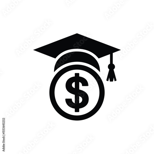 Graduation cap and dollar sign icon symbolizing education costs and financial investment
