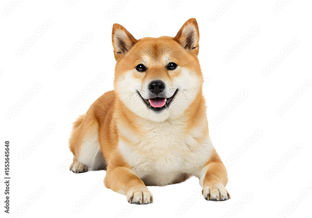 Friendly Shiba Inu Dog Sitting with Happy Expression and Alert Ears Isolated on PNG Background. Friendly Shiba Inu Dog Sitting with Happy Expression and Alert Ears Isolated on PNG Background.
