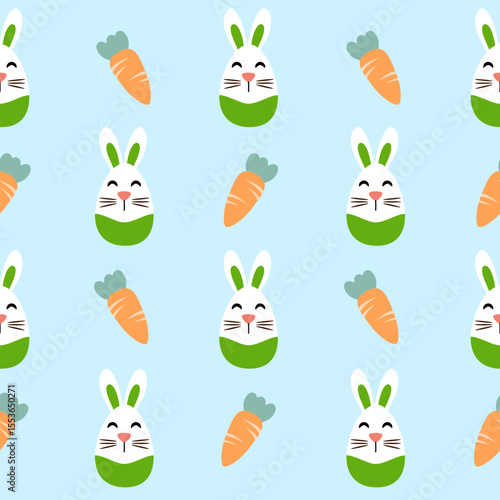 Seamless pattern with art design elements, and colorful Easter eggs.