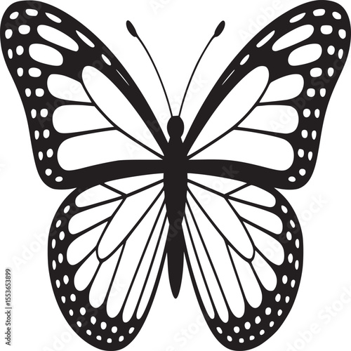 Butterfly vector drawing illustration black and white monarch butterfly clip art design graphic insect silhouette