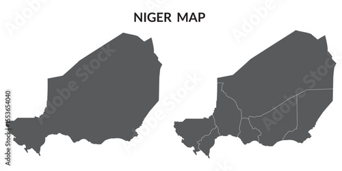Niger map set. Map of Niger in set with grey color