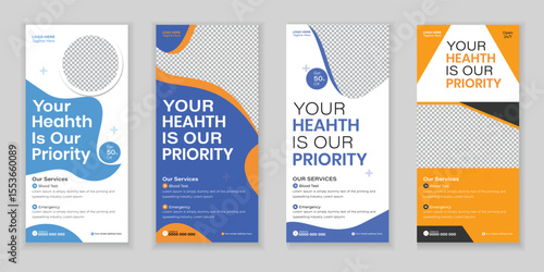 Bundle Medical Roll Up, DL ​​Flyer, and Rack Card Design Template for Your Business