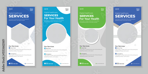 Bundle Medical Roll Up, DL ​​Flyer, and Rack Card Design Template for Your Hospital