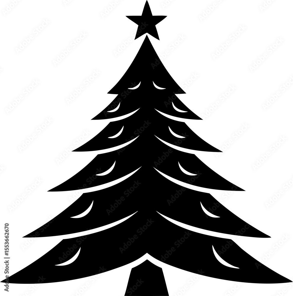 Fototapeta premium Christmas Tree Silhouette Vector Illustration 