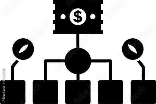 Cash Flow Diagram Silhouette Vector Illustration 