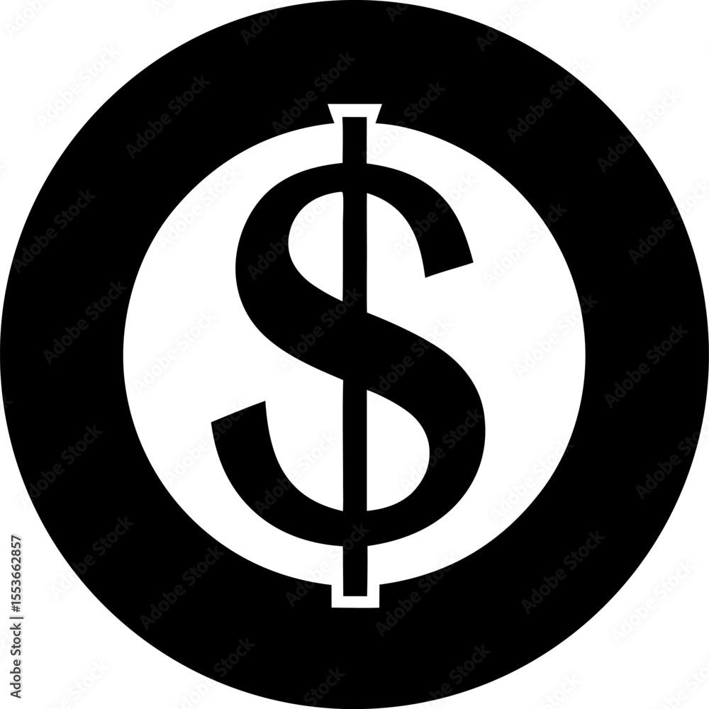 Obraz premium Dollar Coin Silhouette Vector Illustration