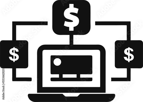 Digital Money Transfer Icon Silhouette Vector Illustration