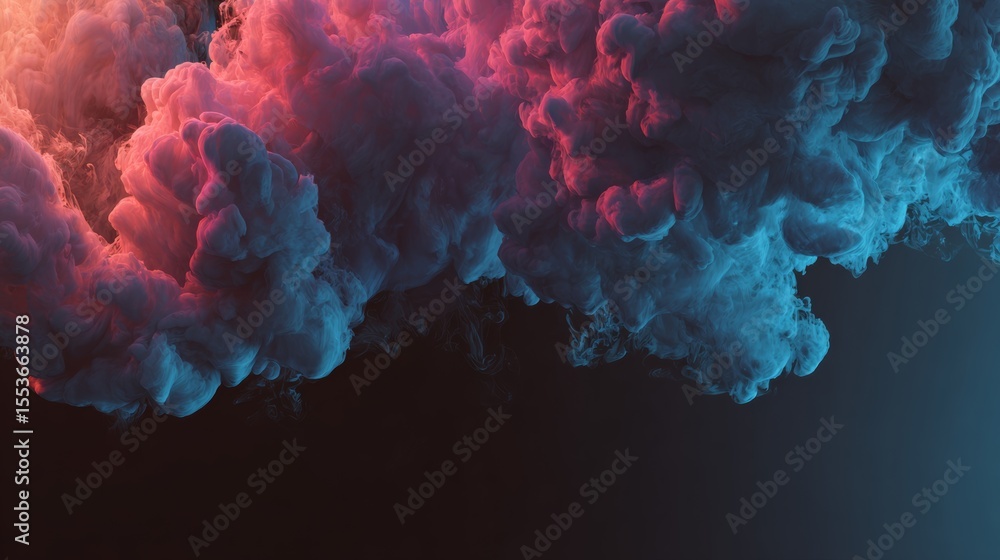 Fototapeta premium smoke clouds on dark background, gradient background, neon glow