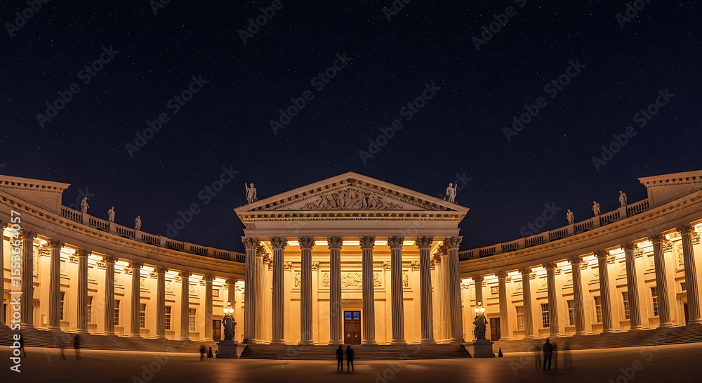 Obraz premium Vienna at Night: The Parliament Buildings Sparkle