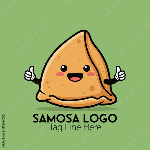 Cheerful Samosa Snack Icon Logo
