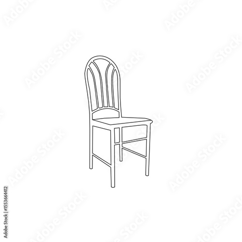 A clean, elegant line drawing of a modern barstool.
