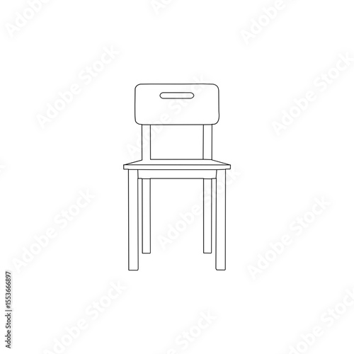 A clean, simple line drawing of a wooden chair against a plain white background.