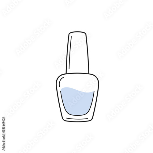 Nail polish bottle line icon with blue color for manicure and beauty