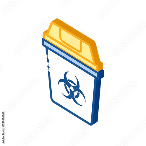Biohazard waste container used for safe disposal of infectious materials.