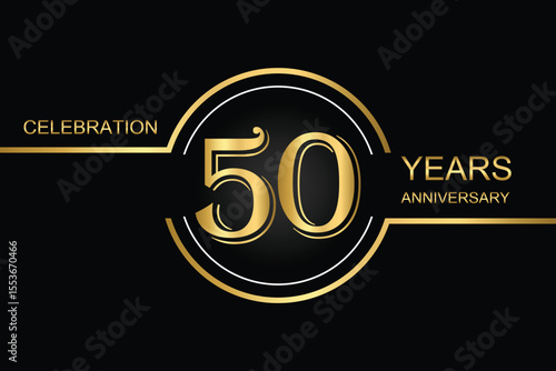 Luxury 50th anniversary celebration design with gold text on a dark background. Perfect for elegant event invitations, milestone banners, or corporate anniversary templates.