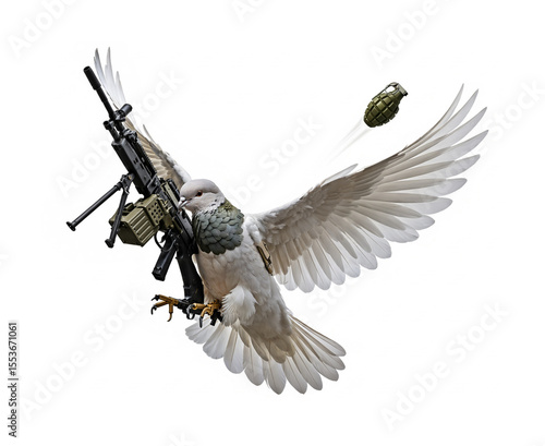armed dove mid-flight holdi...