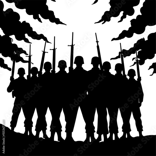American Army  Soldiers Honoring a Fallen Comrade Vector Bundle