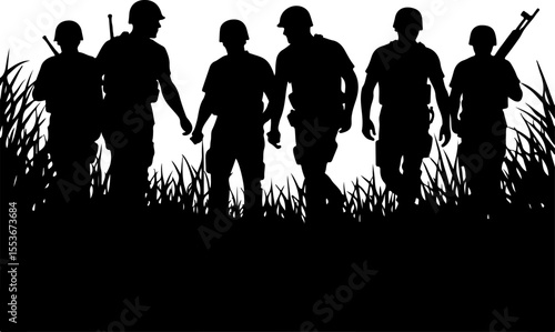 American Army  Soldiers Honoring a Fallen Comrade Vector Bundle