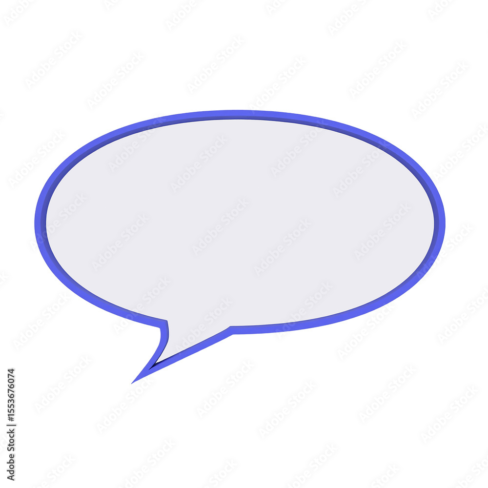 Empty oval speech bubble with blue outline isolated on transparent background Empty oval speech bubble with blue outline isolated on transparent background
