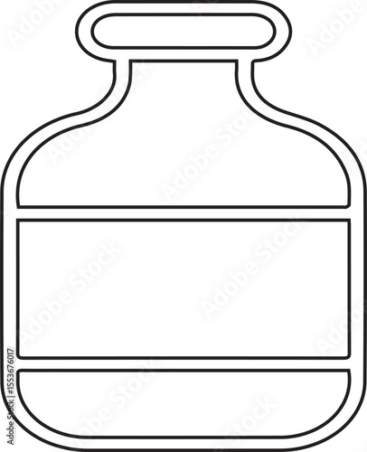 Vector illustration of a reagent bottle with black editable stroke on transparent background ideal for laboratory equipment visuals, scientific education, chemical storage, and medical research design