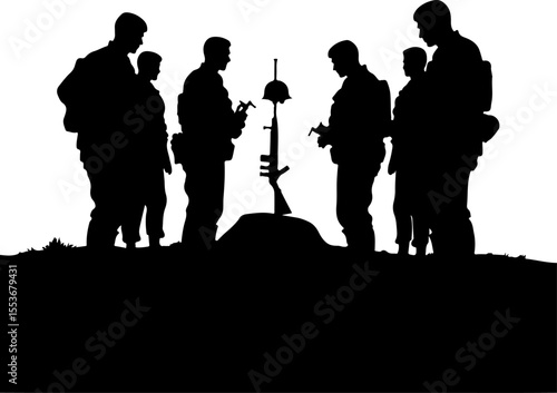 American Army  Soldiers Honoring a Fallen Comrade Vector Bundle
