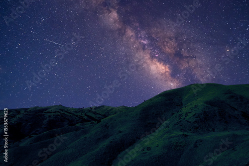 Milky Way Over Mountain, Beautiful night space landscape