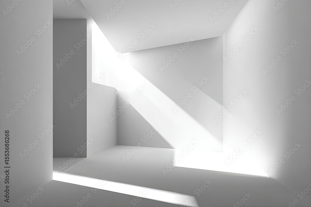 Obraz premium Abstract interior, white shapes, light rays